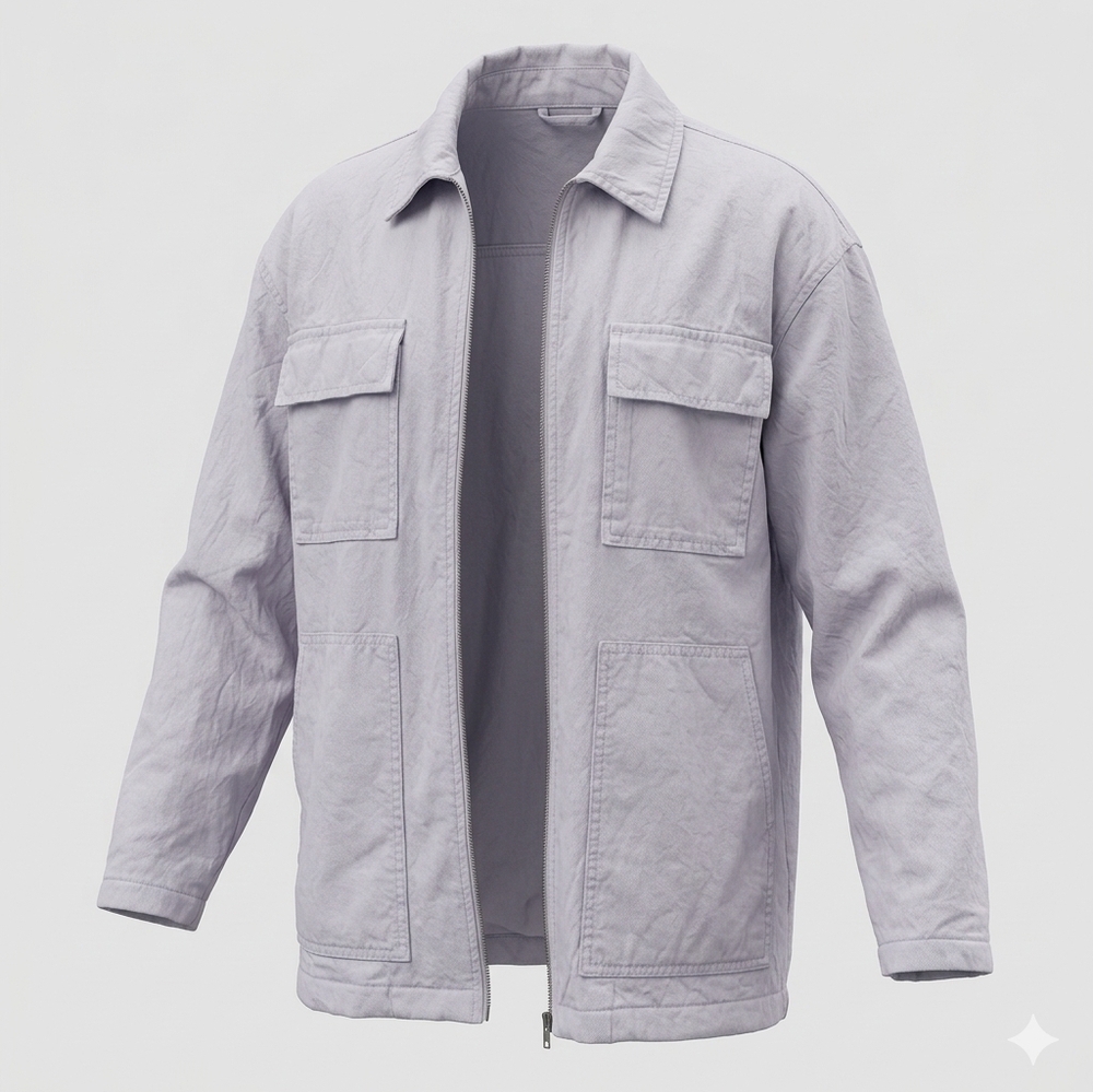 Good American Shacket style GCJD50 full zip, color Light Lavender size 0